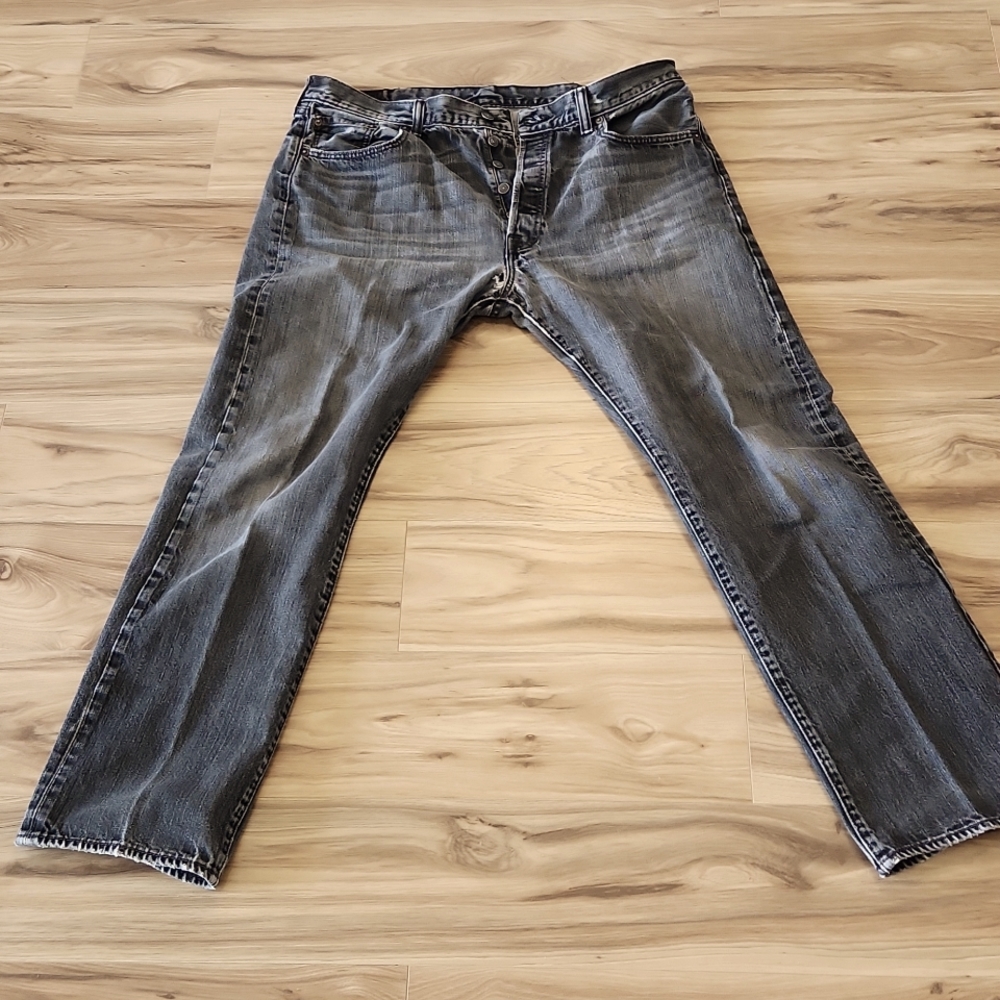 Levi's 501 Button Fly Black Denim Jeans waist 38 length 32